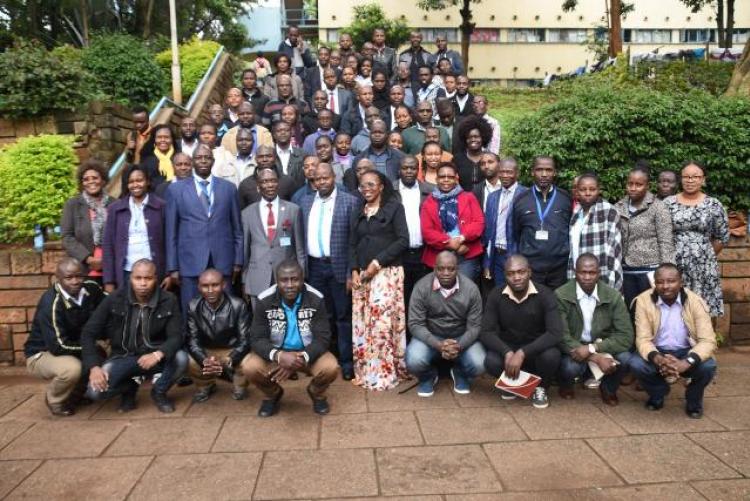 web champions take a group photo with UoN VC Prof. Mbeche