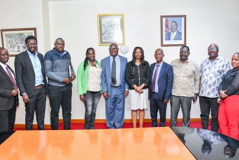 UASU UoN Chapter officials and the University's Deputy Vice-Chancellors pose for a group photo after a cordial meeting