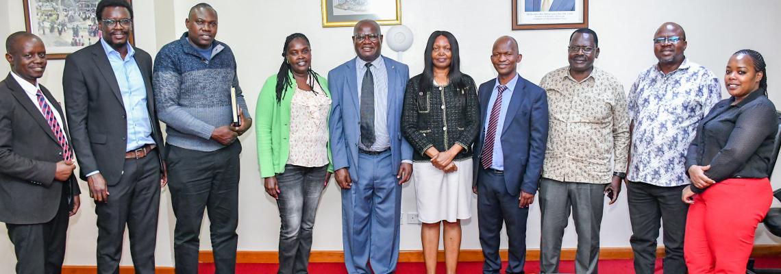 UASU UoN Chapter officials and the University's Deputy Vice-Chancellors pose for a group photo after a cordial meeting