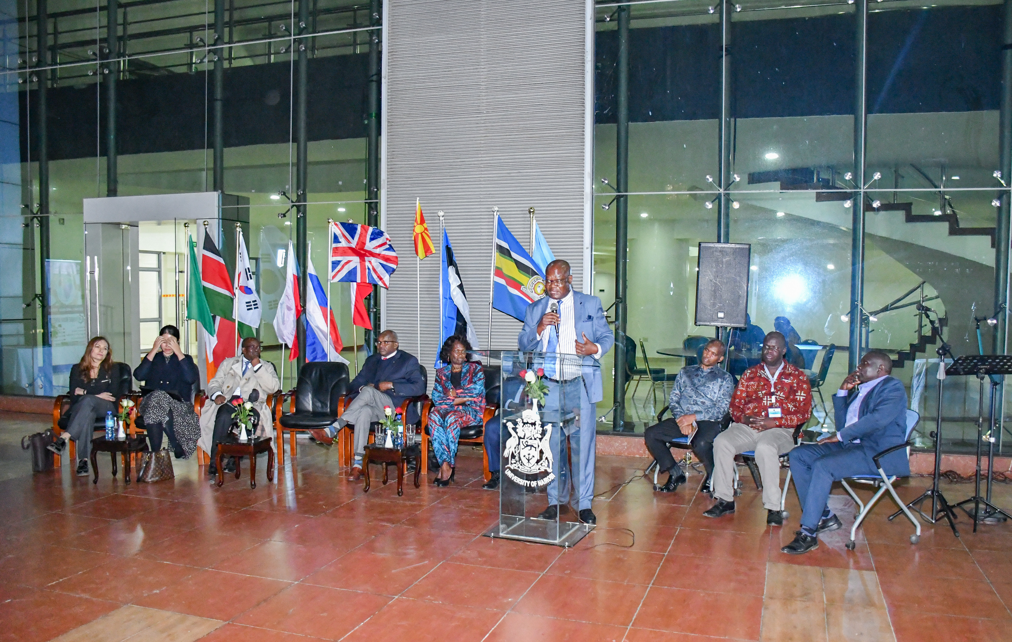Prof Aduda gives his remarks during the closing ceremony of the GETM4 International Sandpit at the University of Nairobi