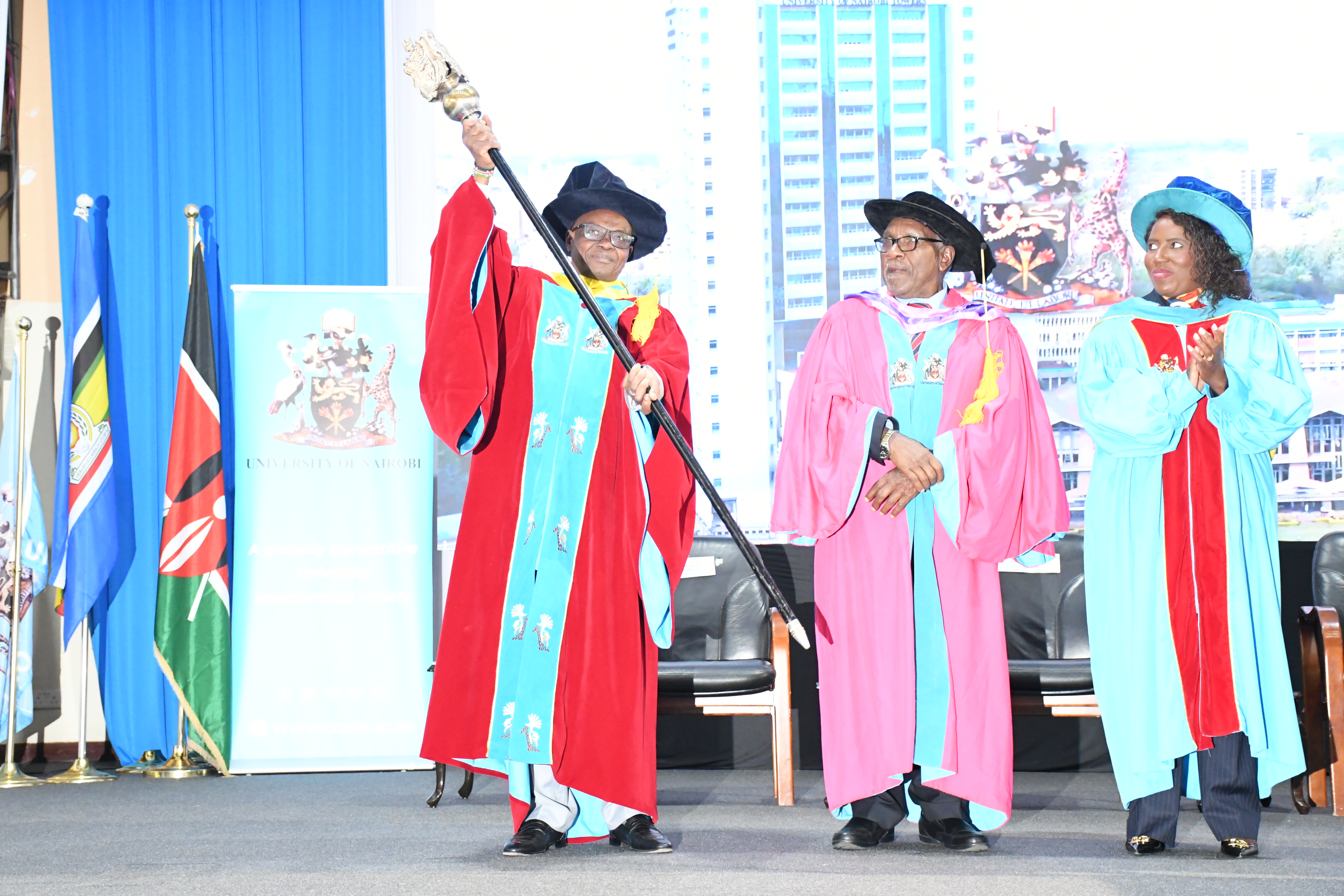 Prof Eng. Gitau receives the Mace as one of the instruments of power