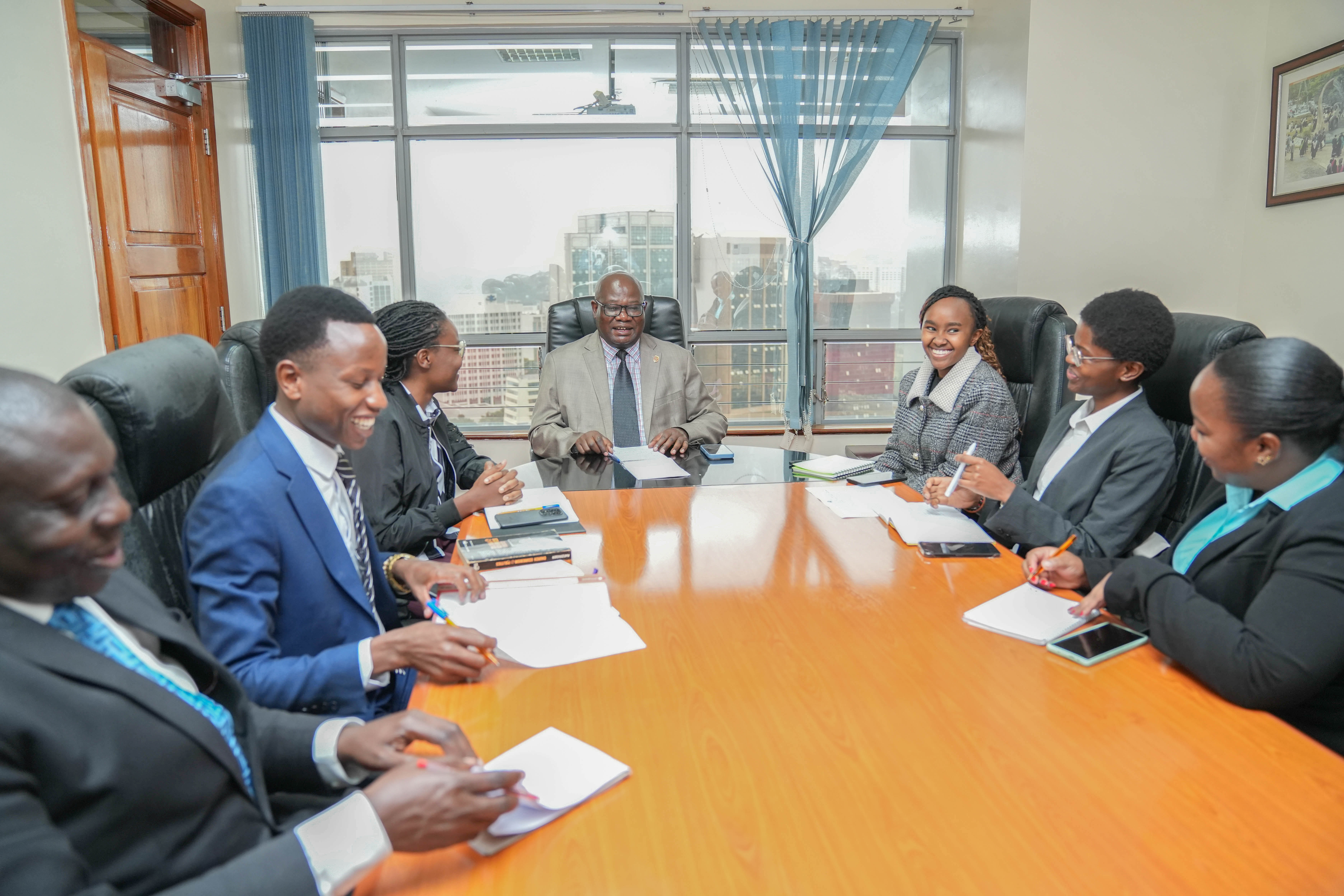 The DVC FPD Prof Josiah Aduda with UNSA leaders during a courtesy call