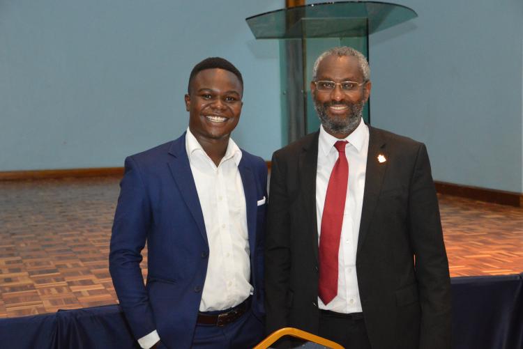 Prof. Stephen Kiama VC with UNSA Leader