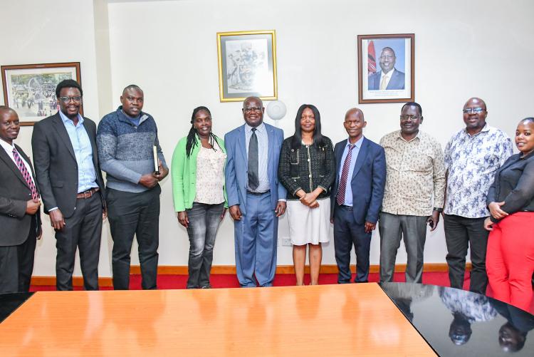 UASU UoN Chapter officials and the University's Deputy Vice-Chancellors pose for a group photo after a cordial meeting