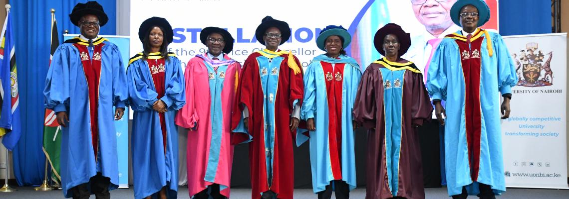 Prof Eng. Ayub Gitau, with University Management after his installation as the 9th Vice-Chancellor.