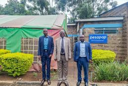 Prof. Josiah Aduda, DVC (Finance, Planning and Development), poses for a group photo with the leadership of Chuna DT Sacco Society Ltd following a courtesy visit.